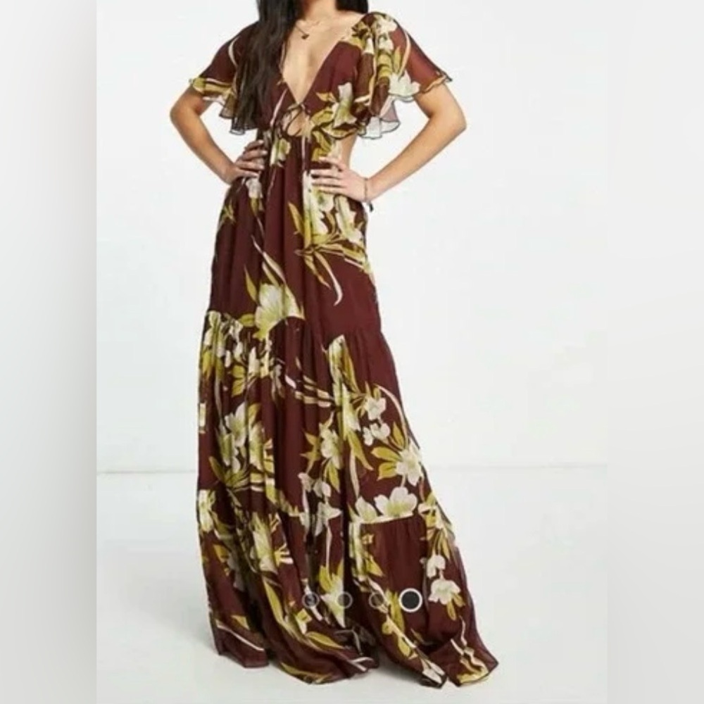 ASOS Burgundy Floral Maxi Skirt - Picture 3 of 4